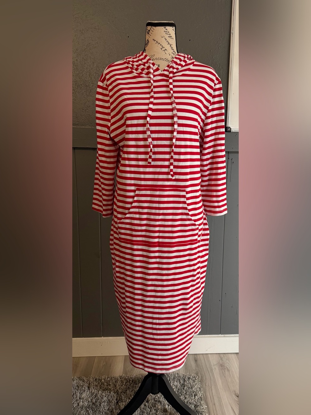 Striped Red & White Hoodie Dress
